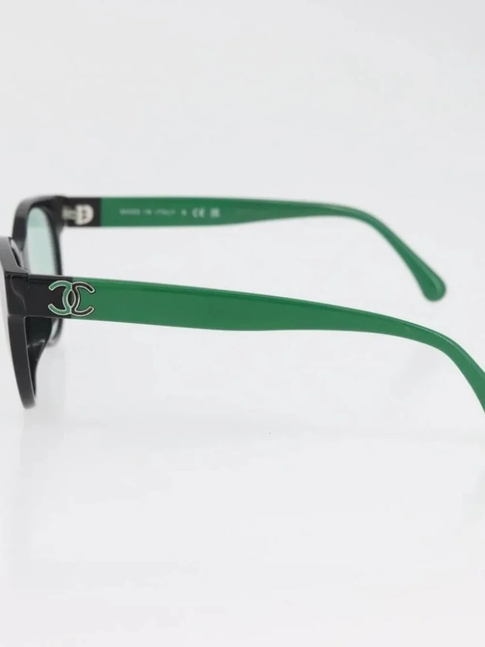 CHANEL COCO Mark Glasses plastic Green CC Auth BAZ663
